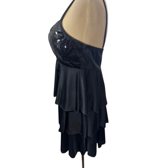 "BCX" Black BabyDoll Sequined Dress Goth Dark Fairy Sexy Y2K Hoco SZ M USA Made - Picture 3 of 12
